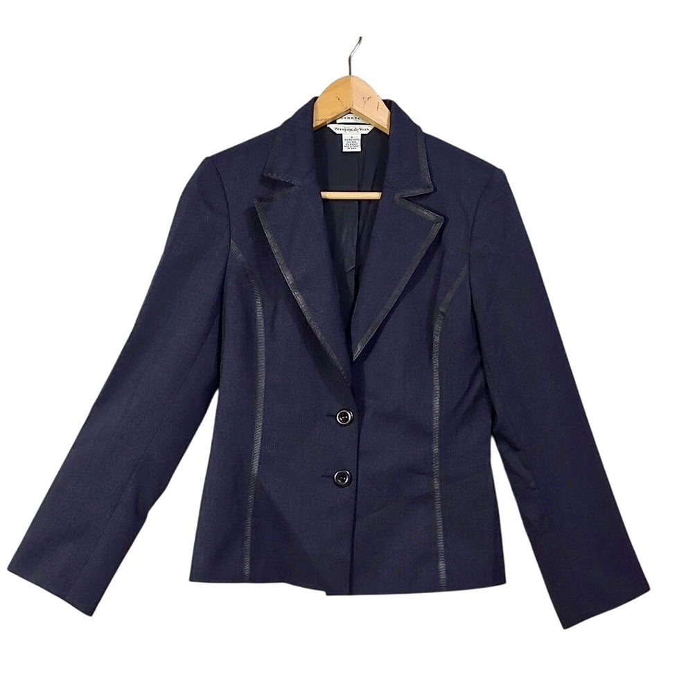 Preston & York Womens Black Blazer Jacket Size 4 Classic Button Front Lined Coat